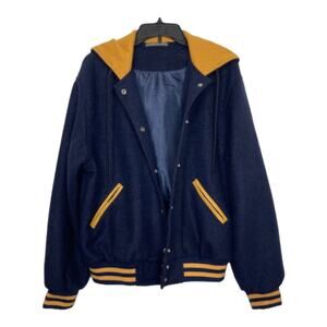 NEW WITHOUT TAGS CARMAR MEN'S BLUE LONG SLEEVE FULLY LINED VARSITY JACKET SIZE S